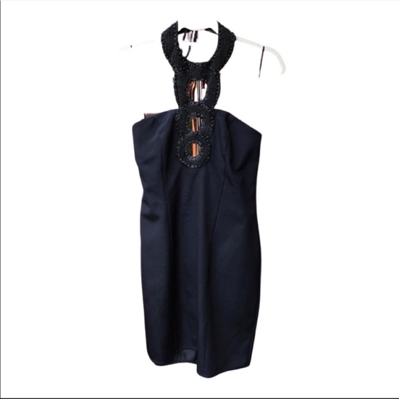 ABS Black halter beaded dress - Picture 1 of 8